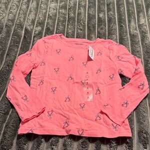 Old Navy Kids Long Sleeve Shirt in Pink with Candy Cane Print